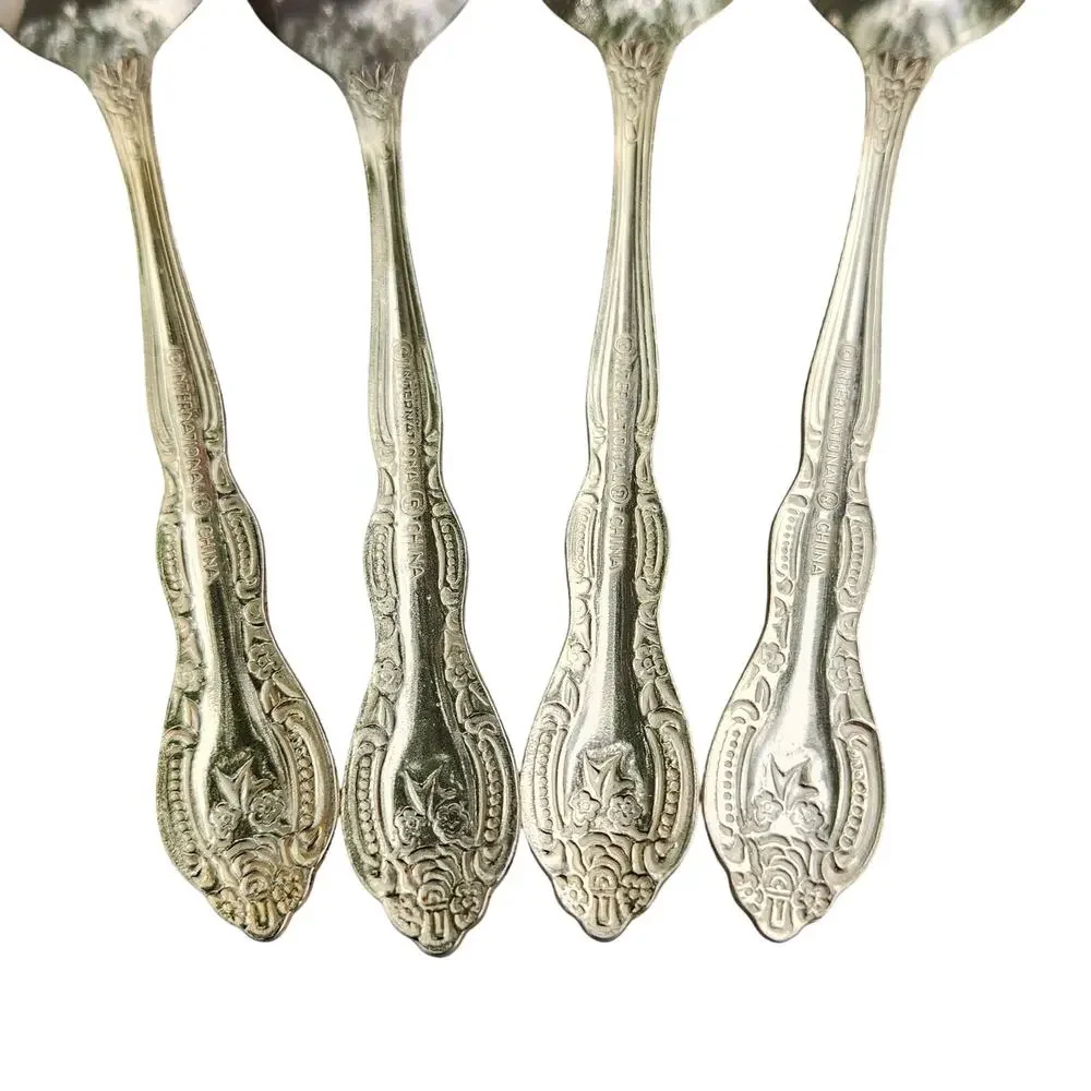 International Silver San Marcos Gold Electroplate Teaspoons Set 4 Glossy 6.25 In
